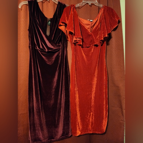 Unique Vintage Dresses & Skirts - Bundle of 2 Pinup Velvet Wiggle Dresses